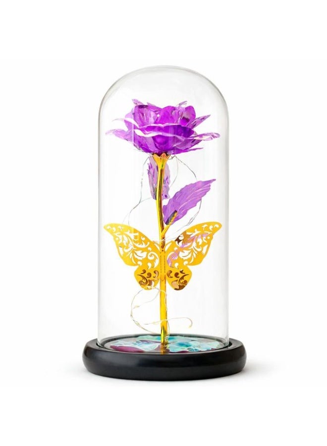 A luminous rose inside a glass dome, a luxurious romantic gift with an elegant base. - Image 1